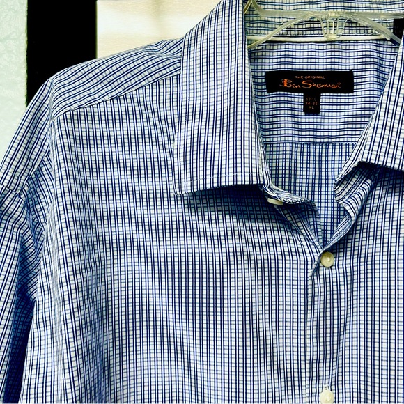 2 Ben Sherman Long Sleeve Button Down Shirts Size XL Blue & White Stripe - Picture 2 of 16